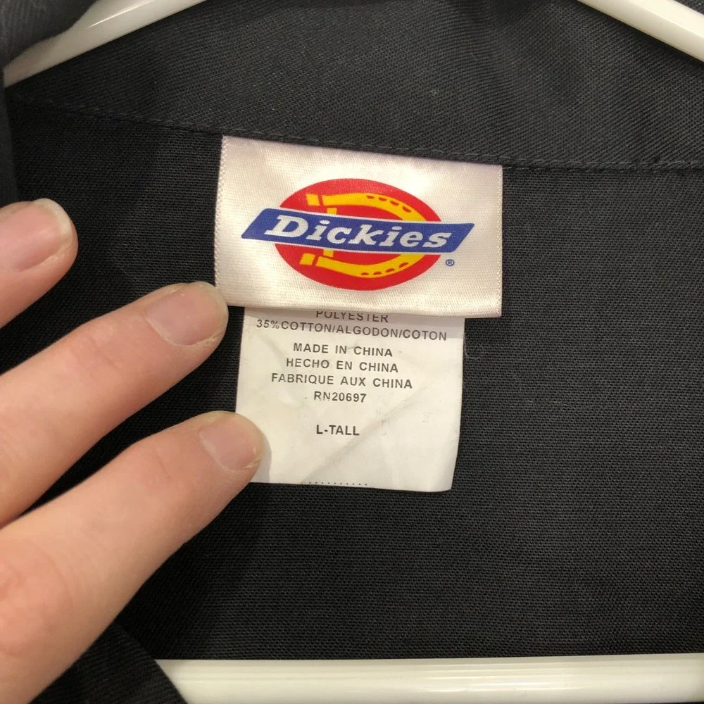 Dickies Black Coverall Jumpsuit Workwear Gold‎ Zipper Front Black L-Tall - Picture 4 of 16